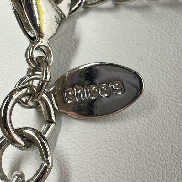 Chico's Silver Tone Beaded Long Chain Link Necklace ✨ - Picture 13 of 14